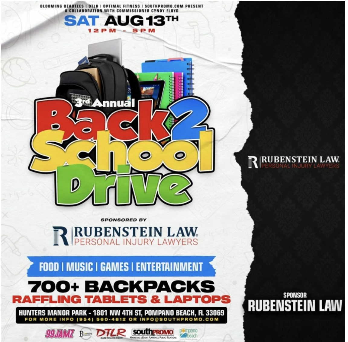 3rd annual back 2 school drive in pompano beach